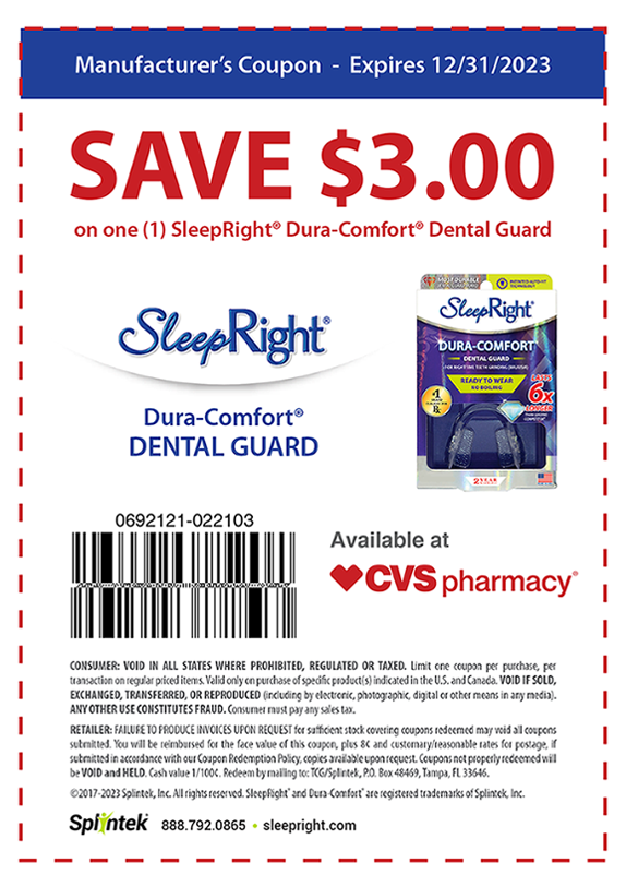 Save $3 on the SleepRight Dura-Comfort Dental Guard at CVS