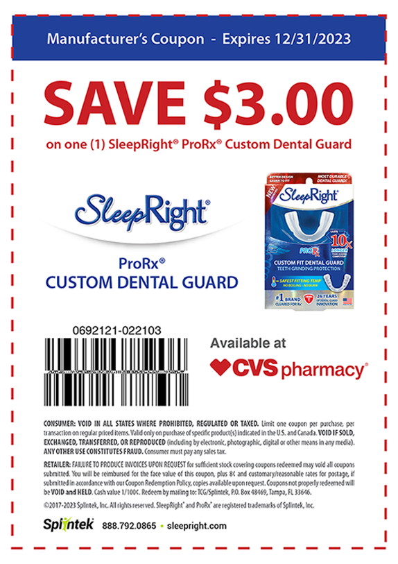 Save $3 on the SleepRight ProRx Dental Guard at CVS