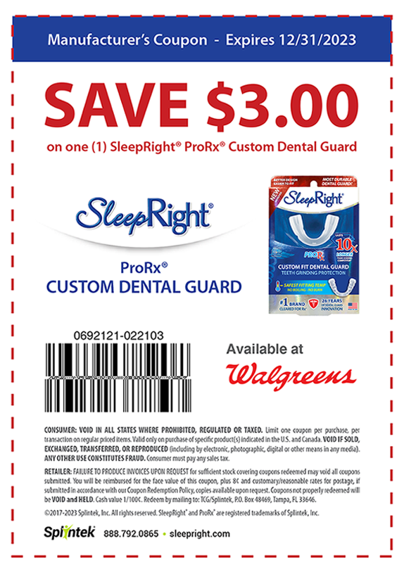Save $3 on the SleepRight ProRx Dental Guard at Walgreens