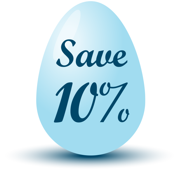 Graphic promoting the 10% off sales for Easter